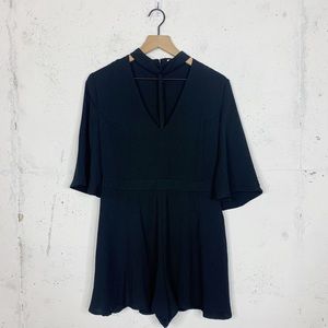 Do be Bell Sleeve Cut Out Black Romper One Piece
